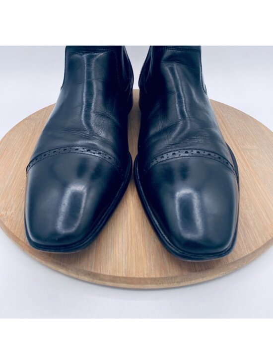Hugo Boss Shoes Mens 11.5 Black Leather Cap Toe Chelsea Boots Brogue Ankle main image 5